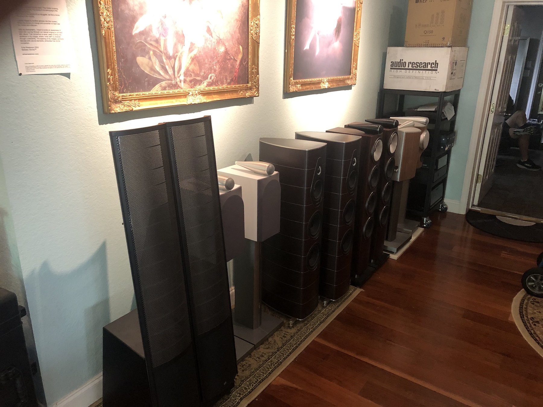 Wall of Speakers, Martin Logan, Bowers & Wilkins 705, Sonus Faber Olympica Nova III, B&W 705's, B&W 805s